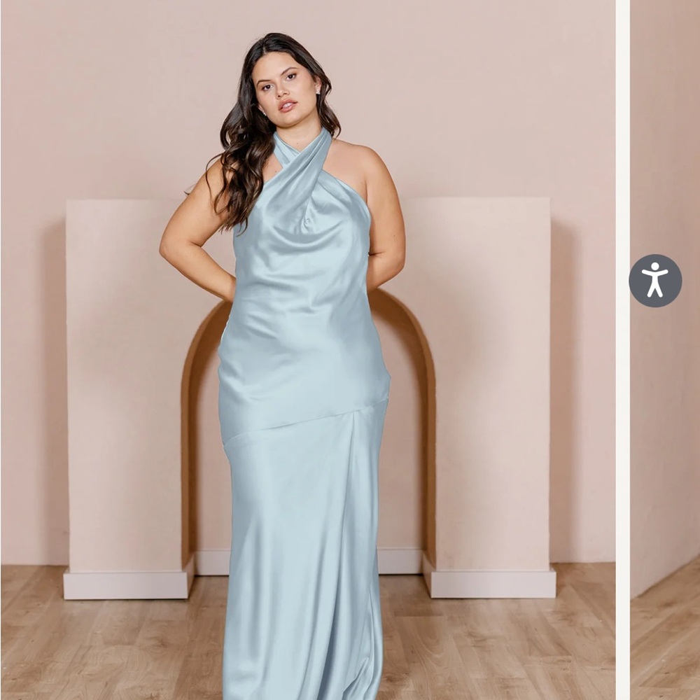 Revelry Satin Sky Blue Athena Style Bridesmaids Dress size 10